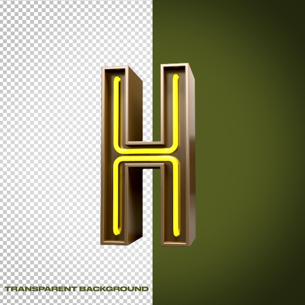 Gold 3D Neon Buchstabe H