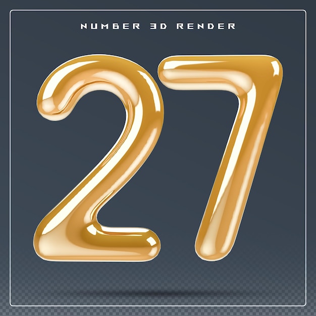 Gold 3D number 27