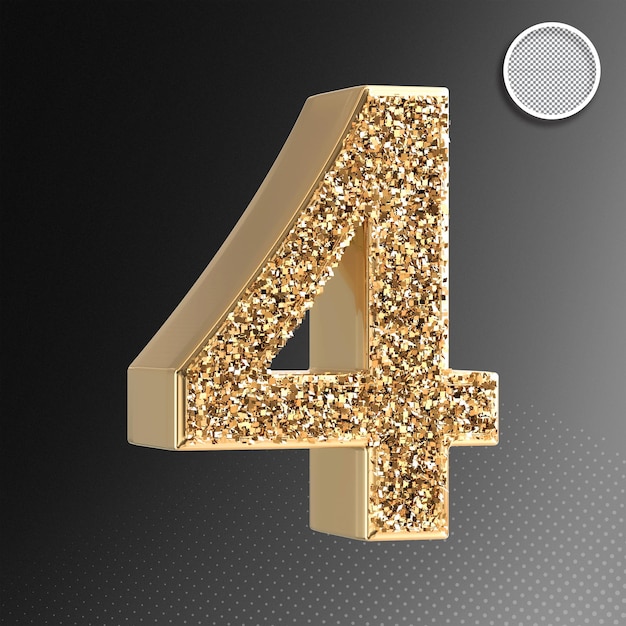 Gold 3D Number 4