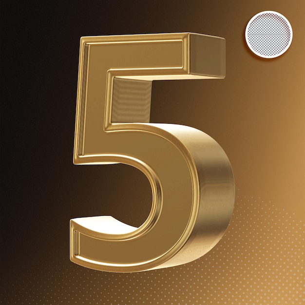 Gold 3D Number 5