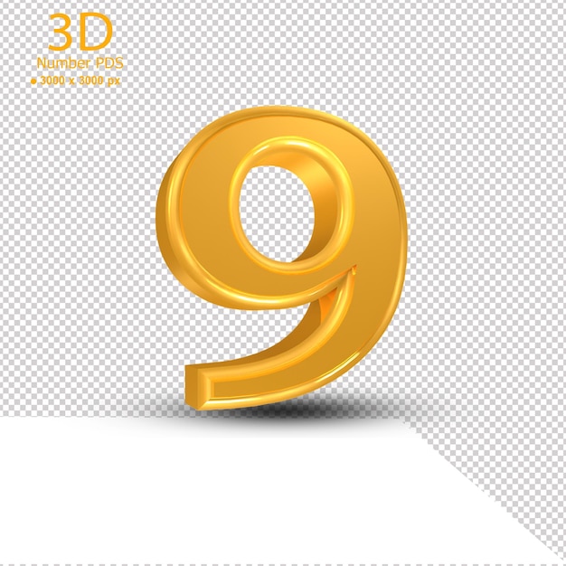 PSD gold 3d nummer 10 png