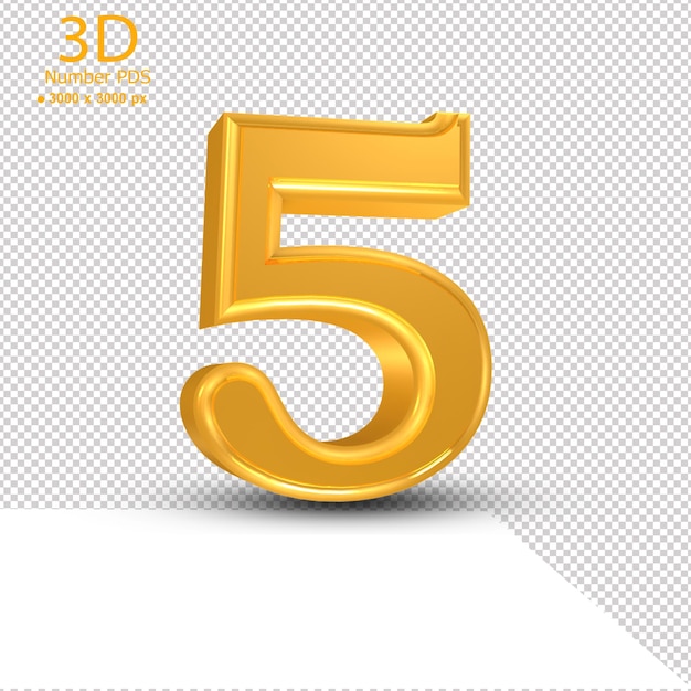 PSD gold 3d nummer 10 png