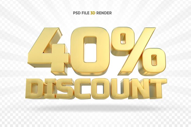 Gold 40 Prozent Luxus 3D-Rendering