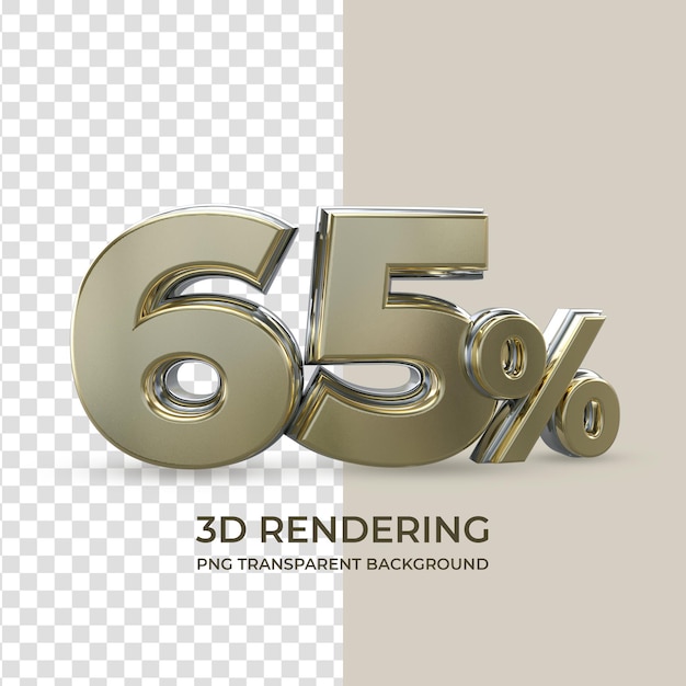 Gold 65 Prozent 3D-Rendering isolierten transparenten Hintergrund
