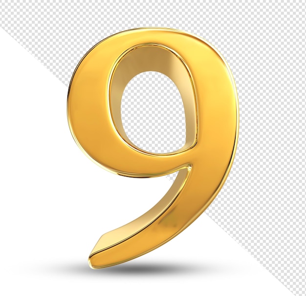 Gold 9 3D-Rendering isoliert