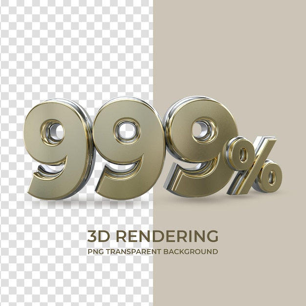 Gold 999 prozent 3d-rendering isolierten transparenten hintergrund