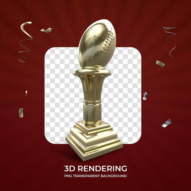 Gold awarding trophy 3d rendering aislado fondo transparente