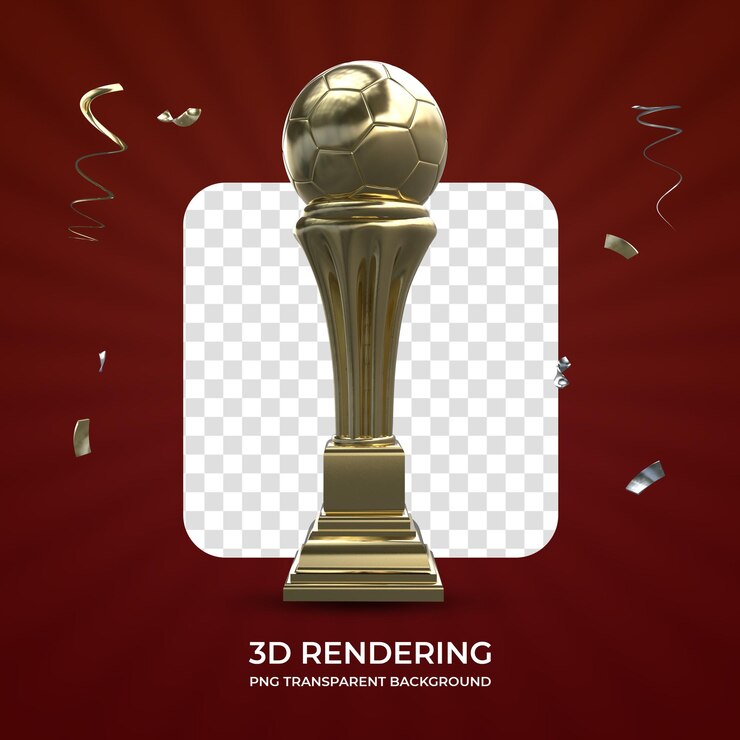 Gold Awarding Trophy 3d rendering isolato sfondo trasparente