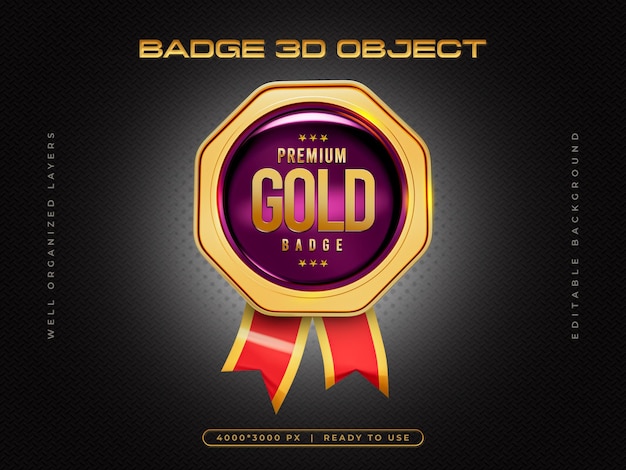 Gold Badge 3D-Render für die Champion Award-Komposition