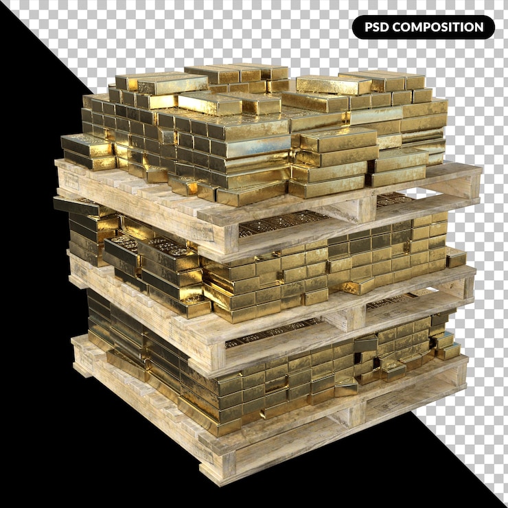 PSD gold bars isolated background premium 3d illustration psd