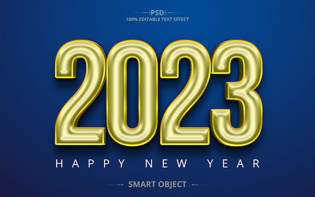 Gold best creative 2023 feliz año nuevo diseño de efectos de texto