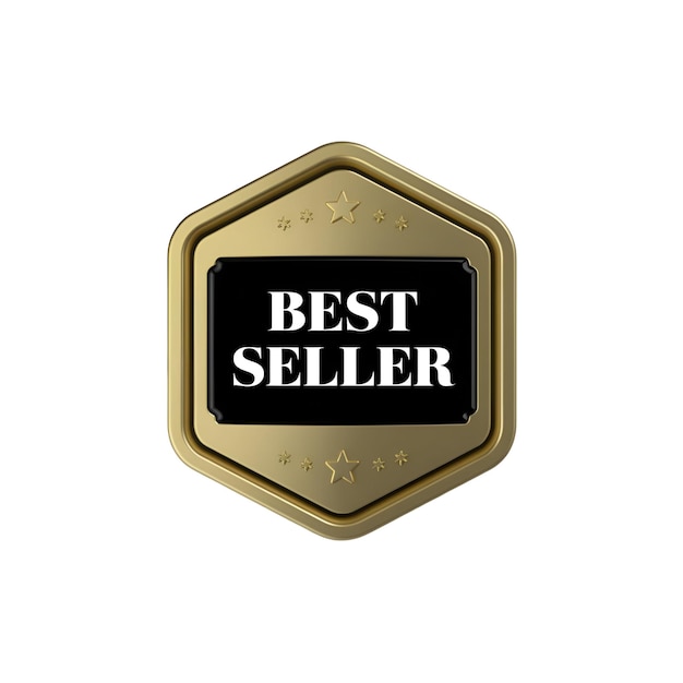 Gold Best Seller Award Abzeichen isoliert auf Weiß