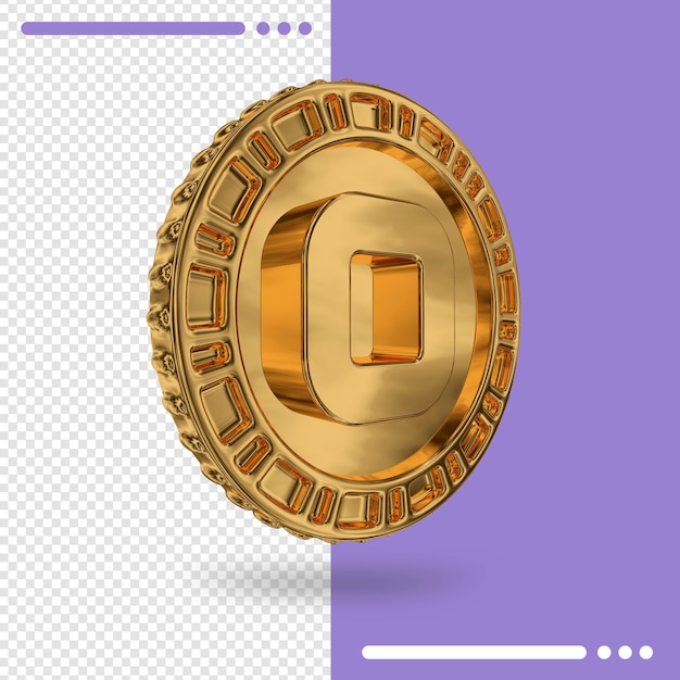 gold coin and number 0 3d rendering