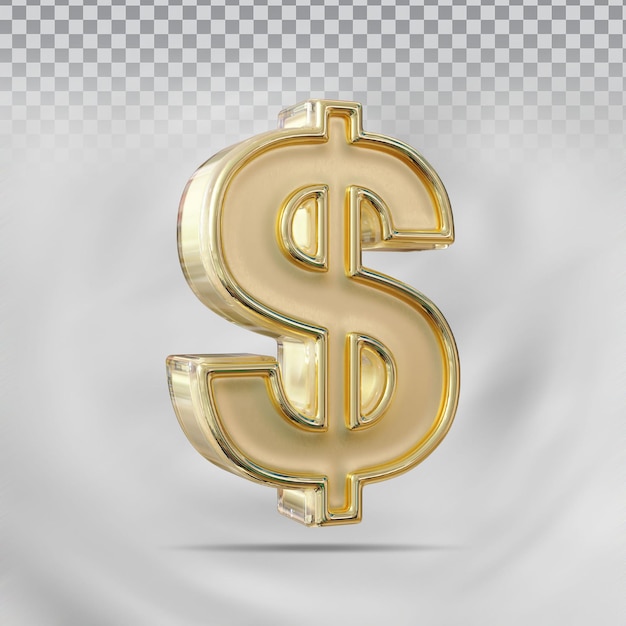 Gold dollar creative style 3d render luxo