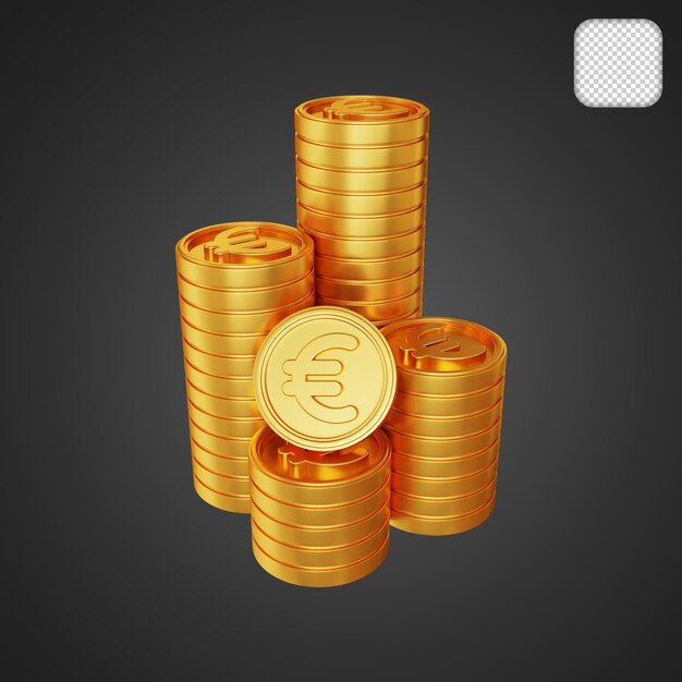 Gold Euro Stacks Vierspaltige 3D-Illustration