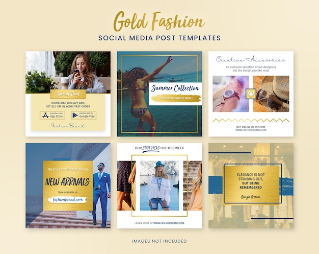 Gold Fashion Social Media Banner Post Vorlagen für Instagram und Facebook