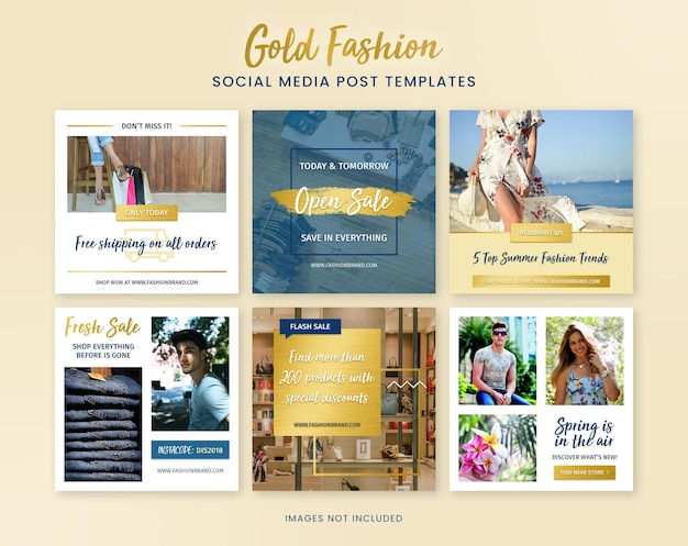 Gold Fashion Social Media Banner Post Vorlagen für Instagram und Facebook