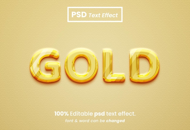 Gold flüssiger 3d-texteffekt glänzender texteffekt