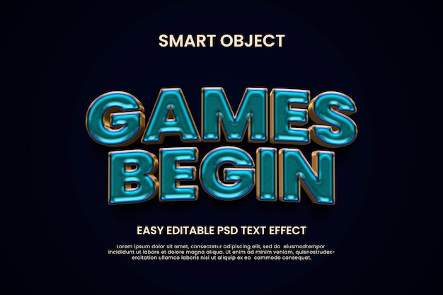 Gold Game Scene Effet De Texte D'objet Intelligent Psd Modifiable Facile