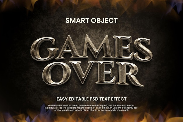 PSD gold games scene effet de texte d'objet intelligent psd modifiable facile
