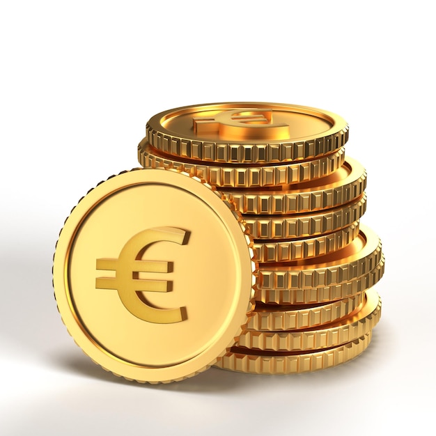 Gold gestapelte Münzen der Europäischen Union Euro-Münzen Stapel