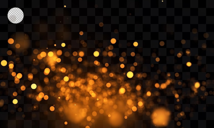 PSD gold glitter on a transparent background