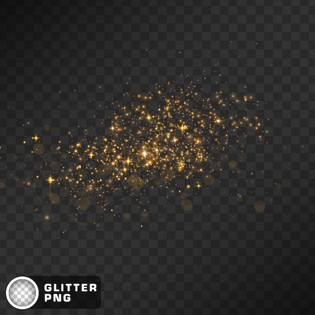 Gold Glitter Sparkle PNG Light Burst Overlay Effekt auf durchsichtigem Hintergrund