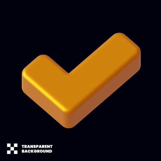 Gold-Häkchen-Symbol im minimalistischen 3D-Render