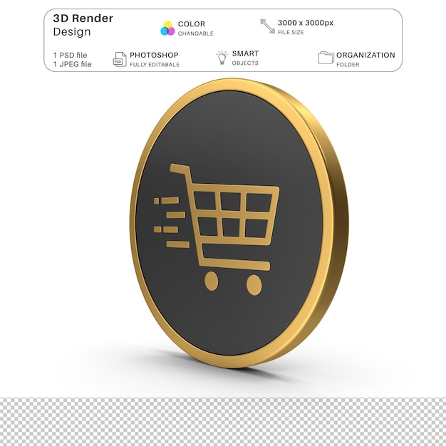 Gold icon fast shopping 3d-modellierung psd-datei realistischer schwarzer freitag