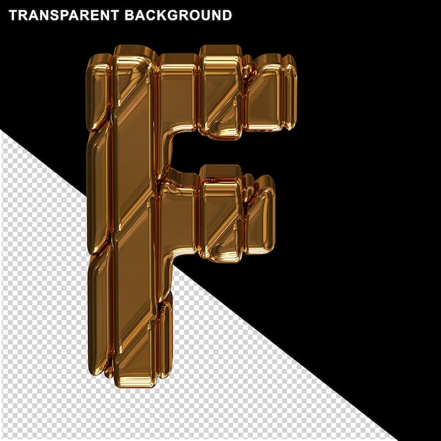 Gold letters in a frame capital letter f