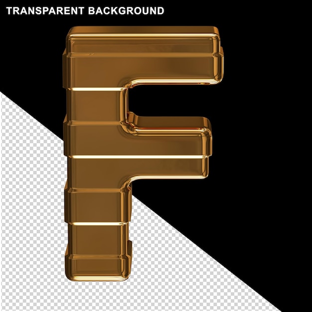 Gold letters with horizontal straps 3d capital letter f
