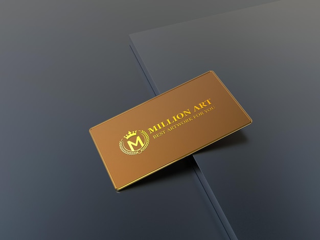 Gold-logo-mockup auf metall-visitenkarten-mockup