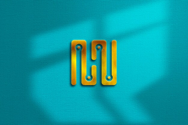 Gold-Logo-Mockup auf strukturiertem Hintergrund mit Schattenüberlagerung