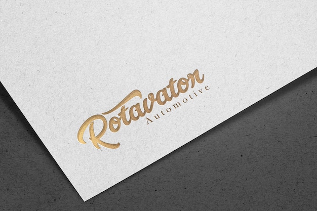 Gold-logo-mockup auf weißer papierstruktur