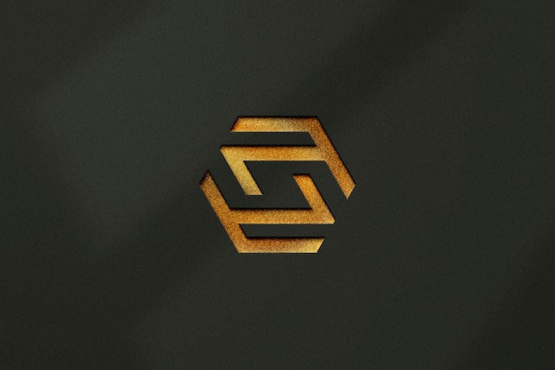 Gold-Logo-Modell auf schwarzem Hintergrund