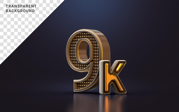 Gold Luxus Danke für 9k Follower Online Social Banner Happy Celebration 3D Render