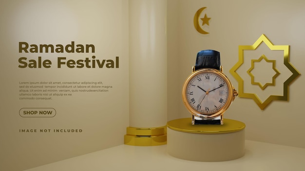 Gold luxus ramadan 3d podium produkt display mockup