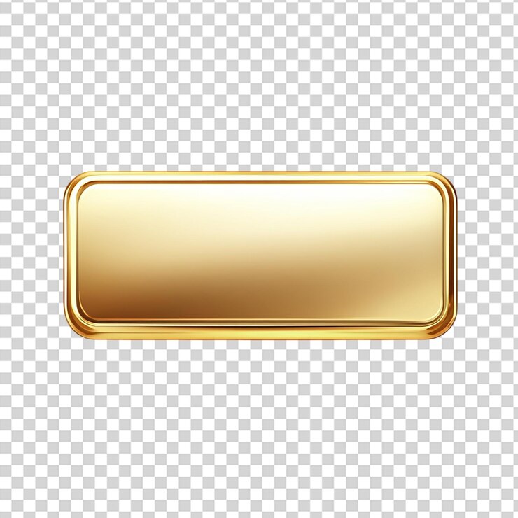 Gold Metal Plate Elegant Rectangular Badge Golden Texture Background isolated