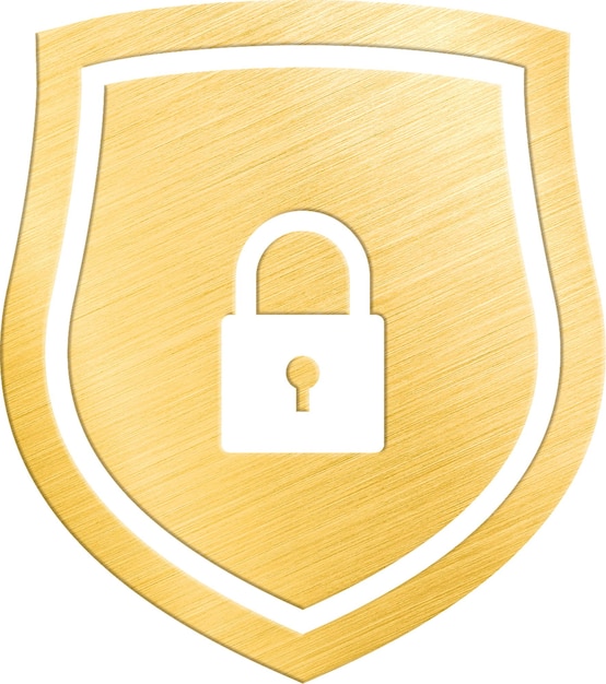 Gold-Metall-Schloss-Schild-Symbol des Sicherheitsschutzes Privatsphäre Konzept Illustration Vektor