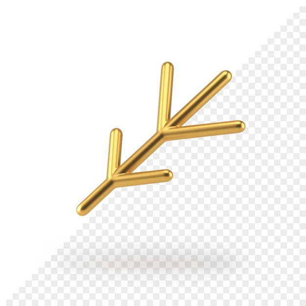 Gold minimalistischer realistischer Zweig 3d render