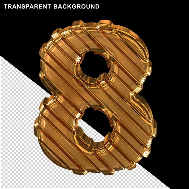 Gold mit dünnen diagonalen Riemen Nummer 8