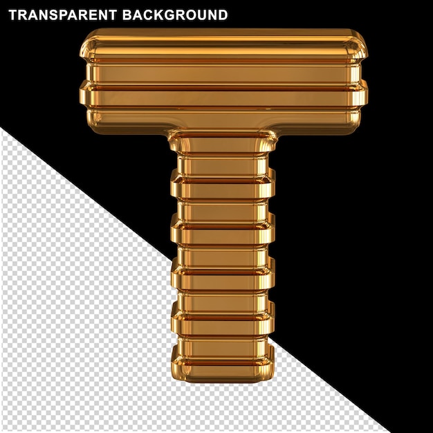 Gold mit dünnen horizontalen riemen großbuchstabe t