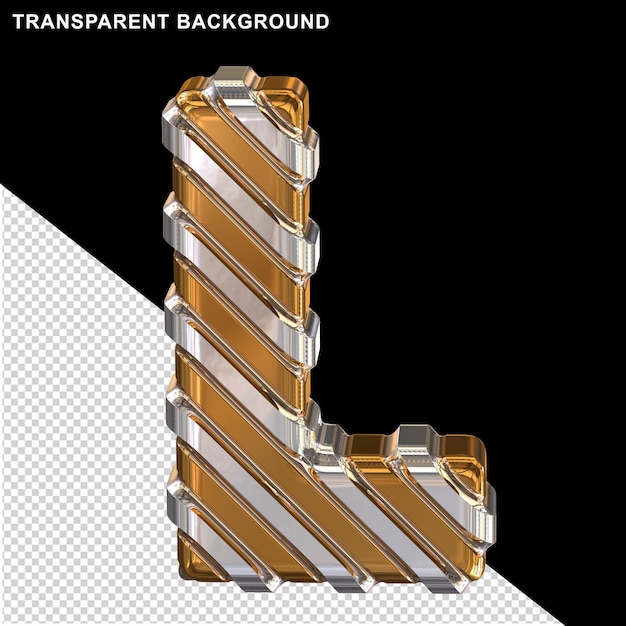 Gold mit dünnen silbernen diagonalbändern großbuchstabe l