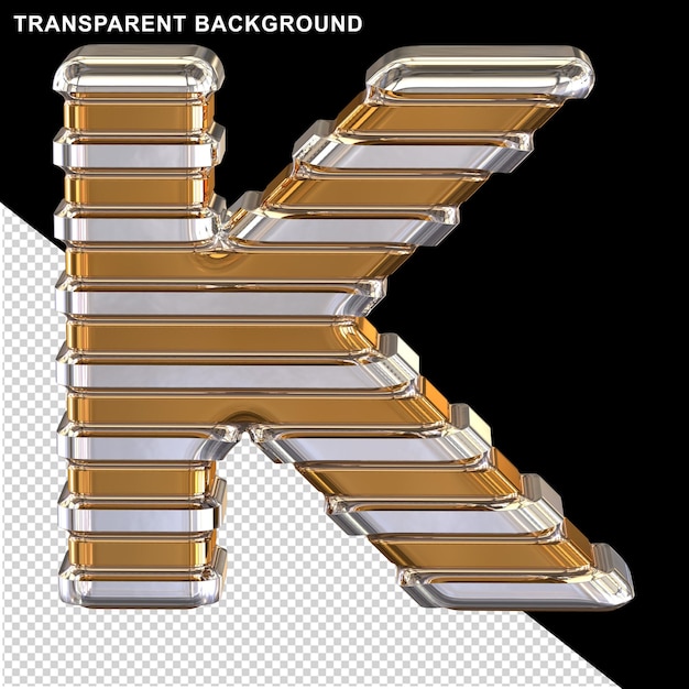 Gold mit dünnen silbernen horizontalen bändern großbuchstabe k