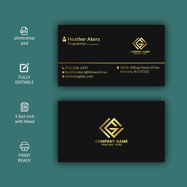 PSD gold modernes, minimalistisches, professionelles visitenkartendesign