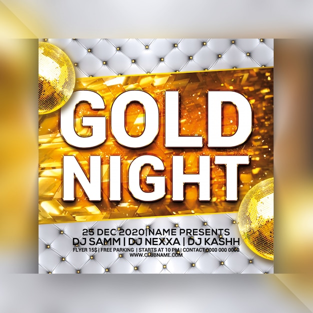 PSD gold nacht party flyer