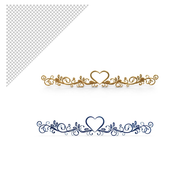 Gold Nature Heart Frame Design PNG