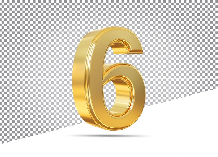 PSD gold number 6 3d luxury