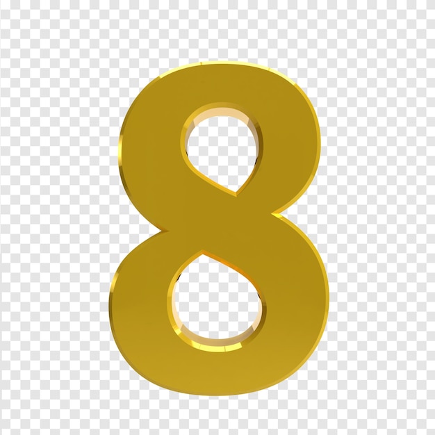 gold number 8 on a transparent background