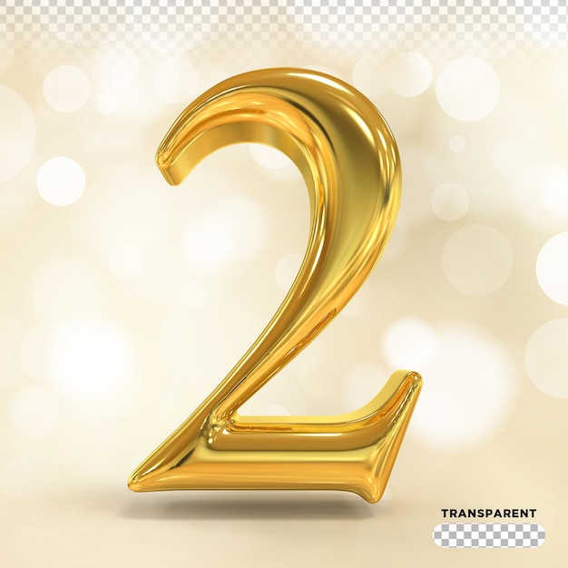 Gold Nummer 2 Luxus 3D-Rendering